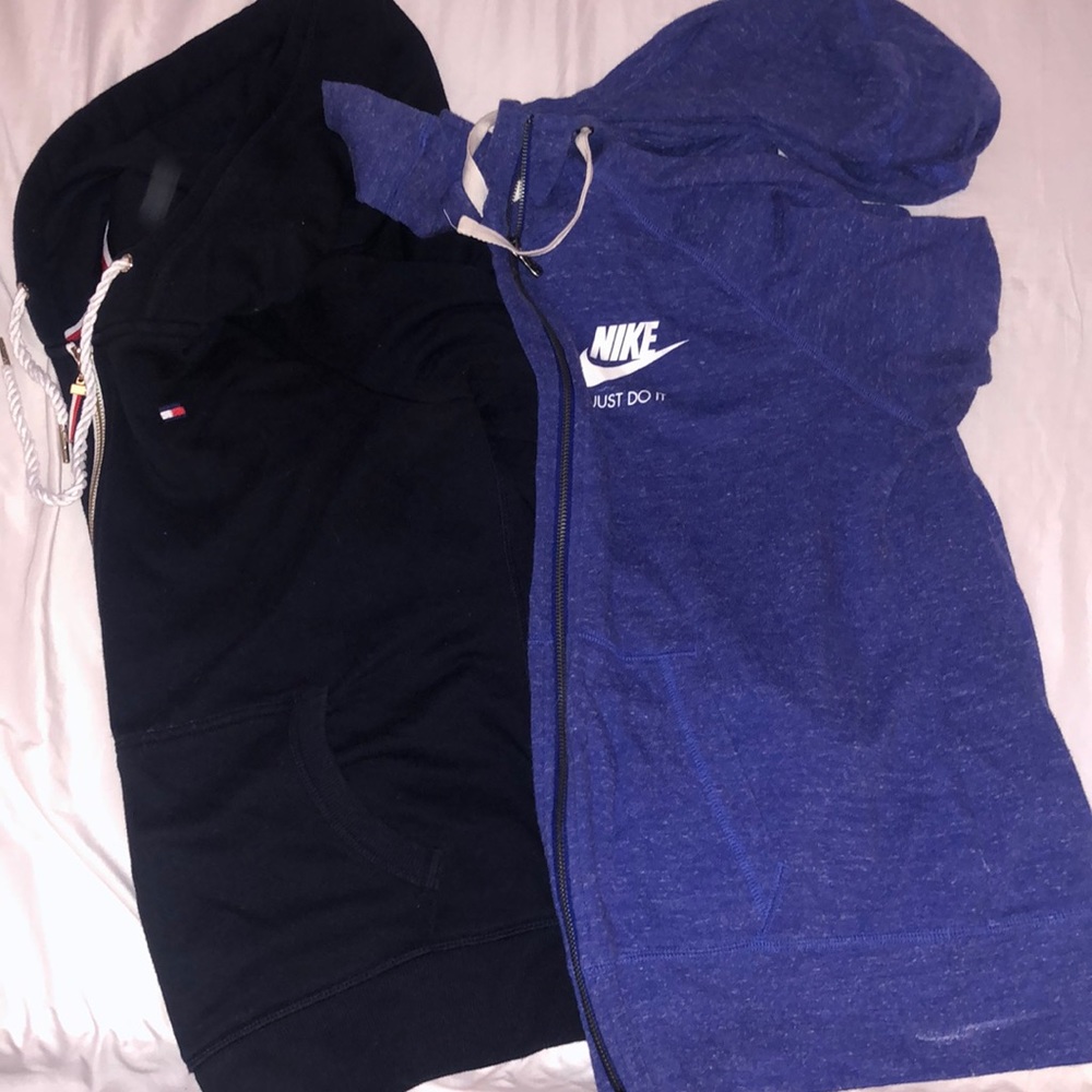 Two lightweight hoodies.  Nike and Tommy Hilfiger